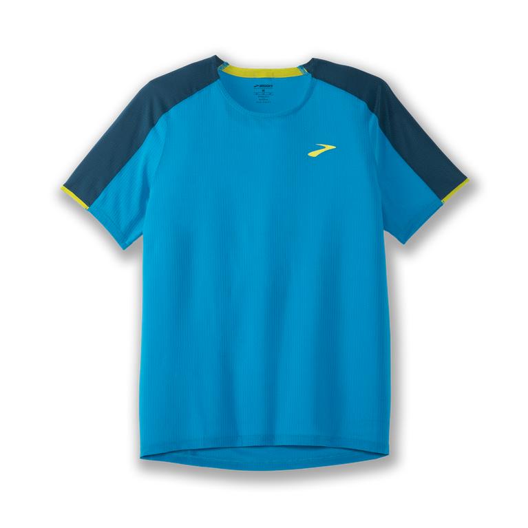 Brooks Atmosphere - Mens Short Sleeve Running Shirt - Electric Blue/Alpine (62390DSFU)